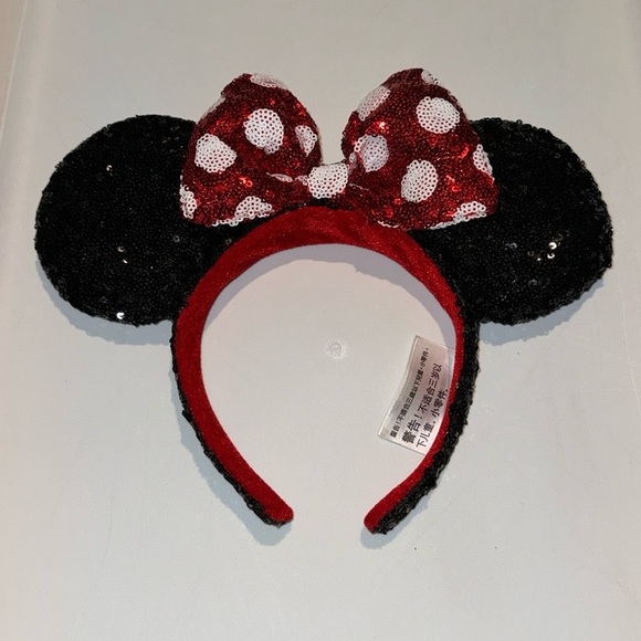 Disney Accessories - Disney Minnie Mouse Ear Headband Red Dot Bow Sequin - Great Condition